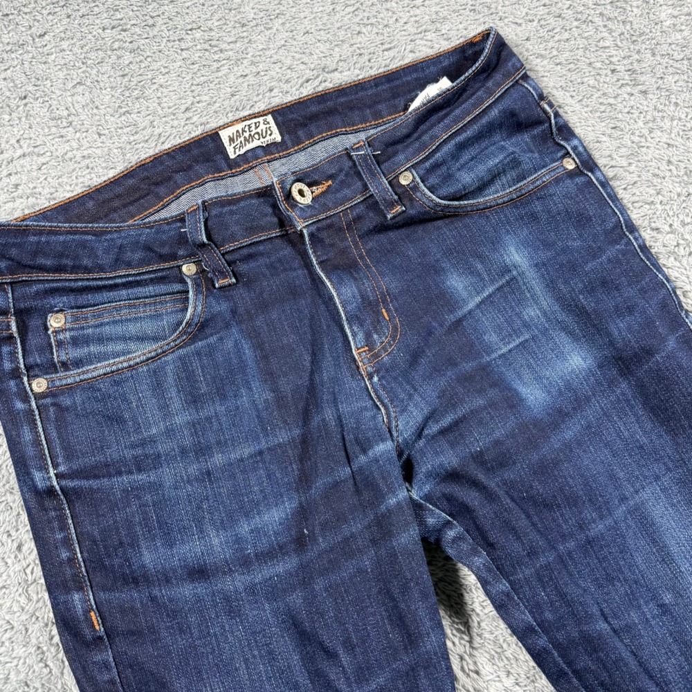Naked &‎ Famous Skinny Guy Indigo Power Stretch Jeans Mens 33x33  Blue